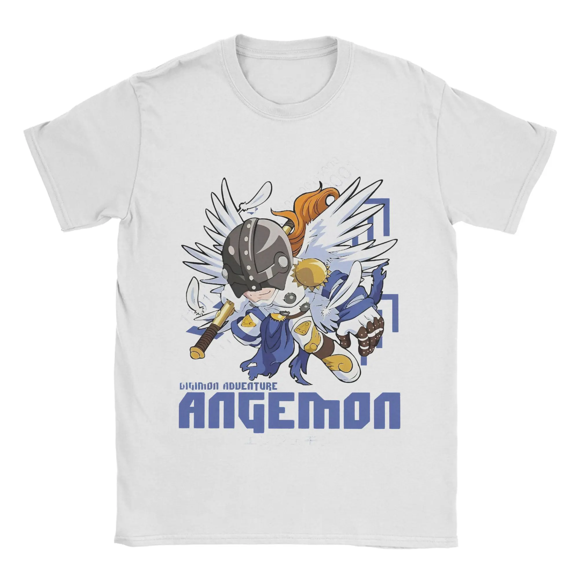 Men Women's Digimon Adventure Angemon T Shirt  100% Cotton Tops Vintage Short Sleeve Crewneck Tees Unique T-Shirt