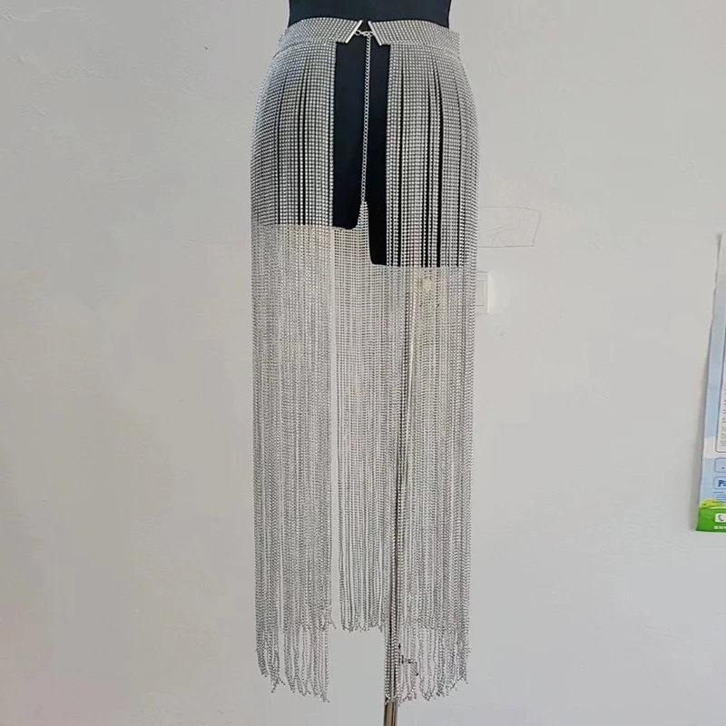 Glitter Strass Lange Quaste Röcke Für Frauen Handgemachte Sexy Diamant Körper Kette Sommer Nachtclub Party Rock Gürtel Y2K Zubehör – Detail 11