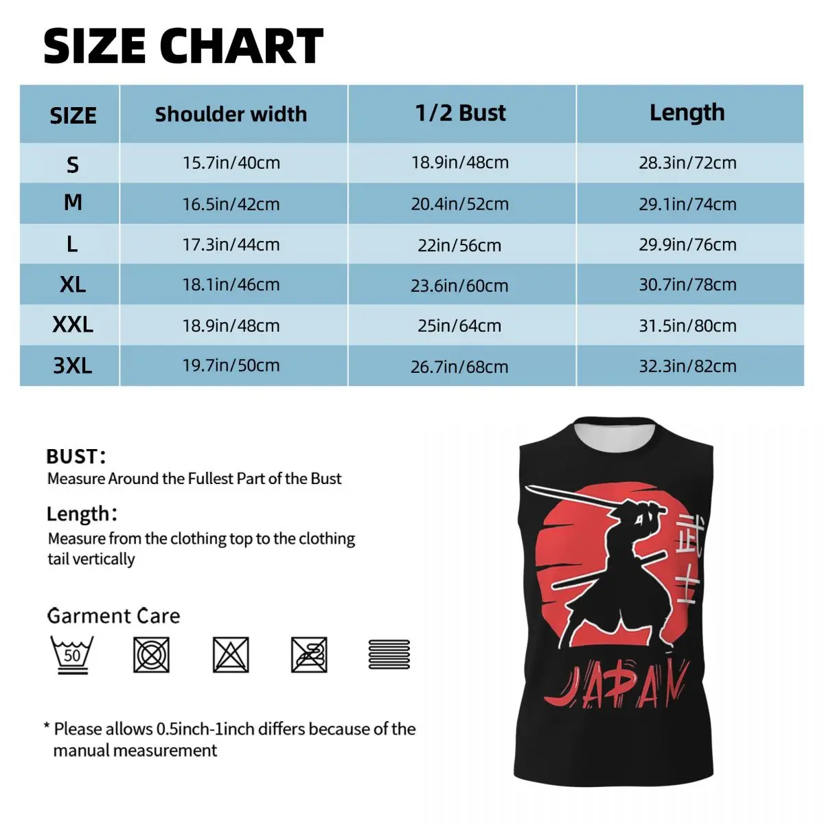 Japanese Bushido Samurai Warrior Men Printed Sleeveless T-shirt Casual Hip Hop Street Style Beach Holiday Tank Tops
