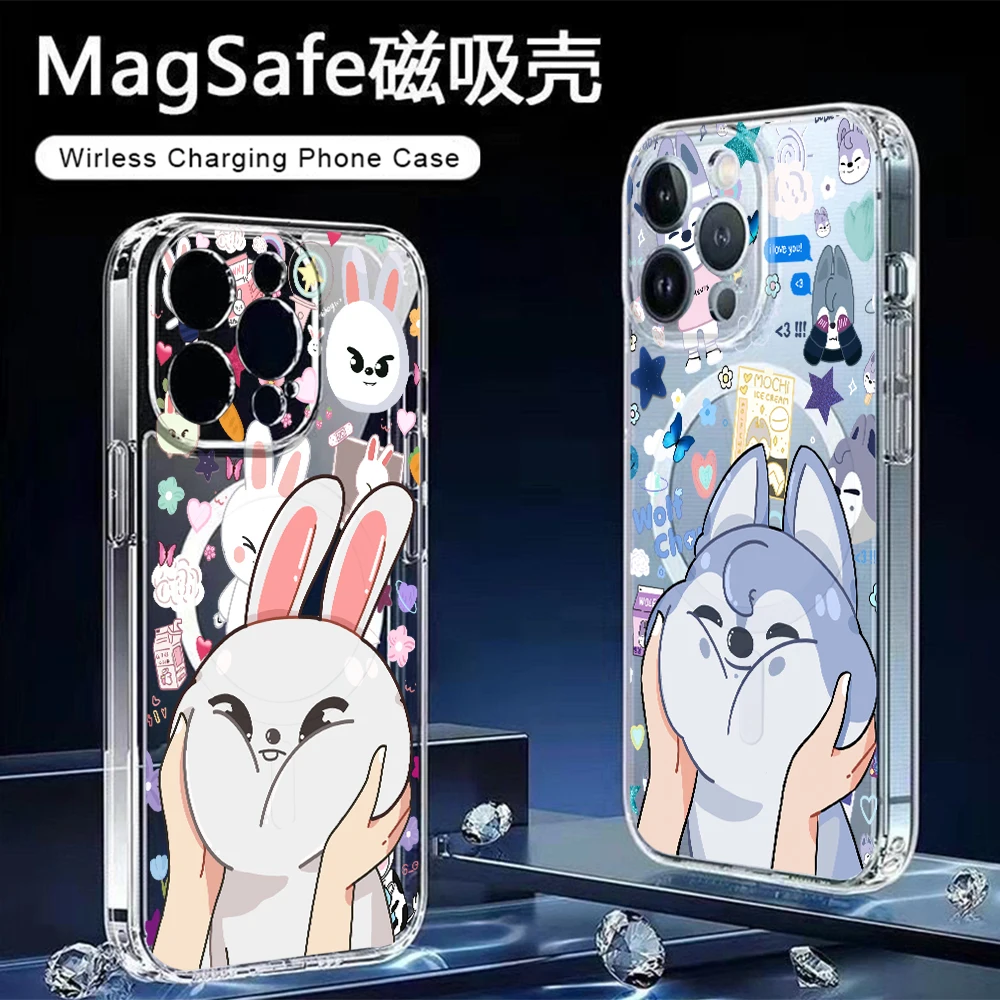 Cartoon K-Kids Strays For Magesafe Magnetische Handyhülle für iPhone 17 Air 16 15 14 Plus 13 12 11 Pro Max X Xs XR 8 SE Transparente Hülle