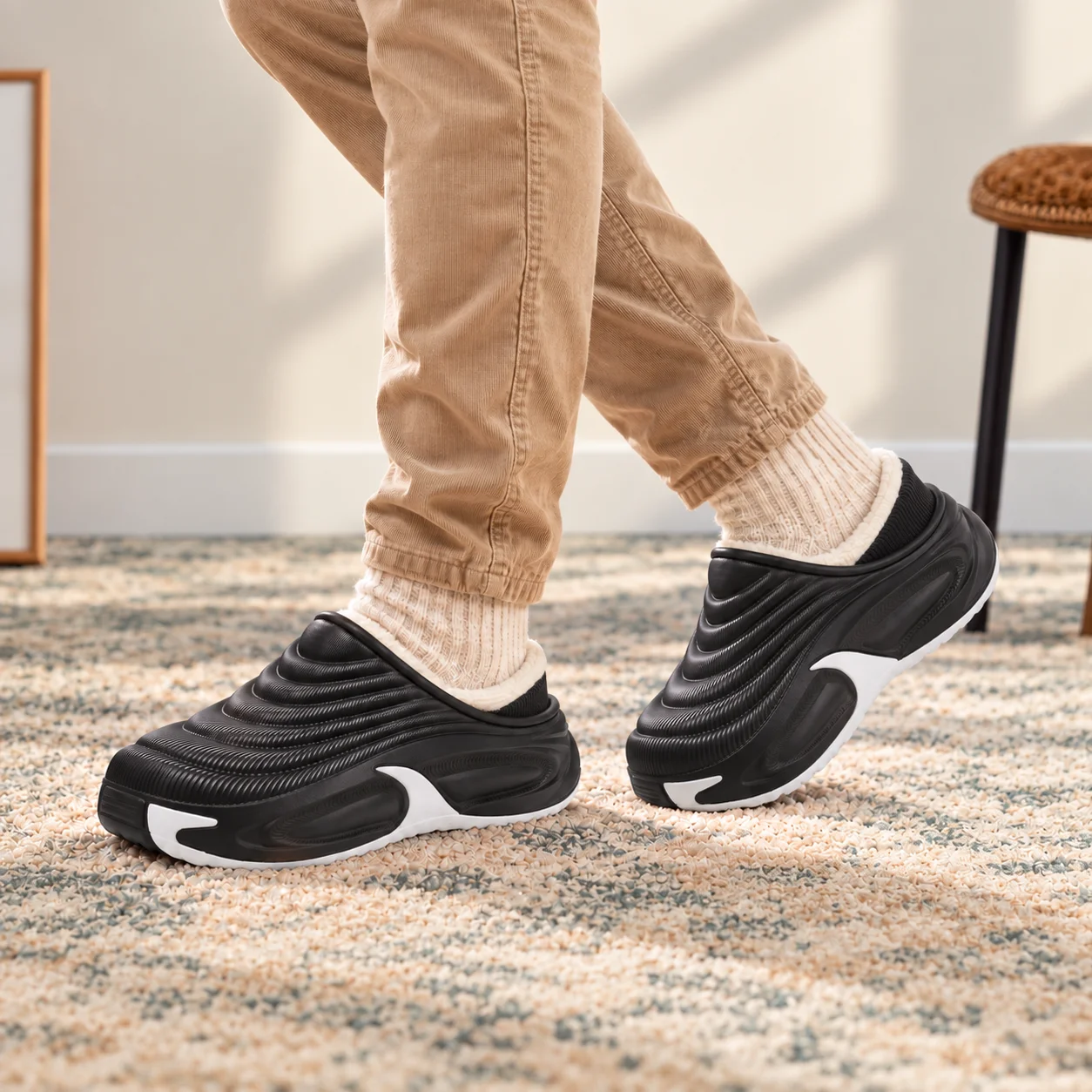 Waterproof Cotton Slippers, Home Cotton Shoes, Winter Warmth and anti Slip House Slippers, Fur Lined Shoes