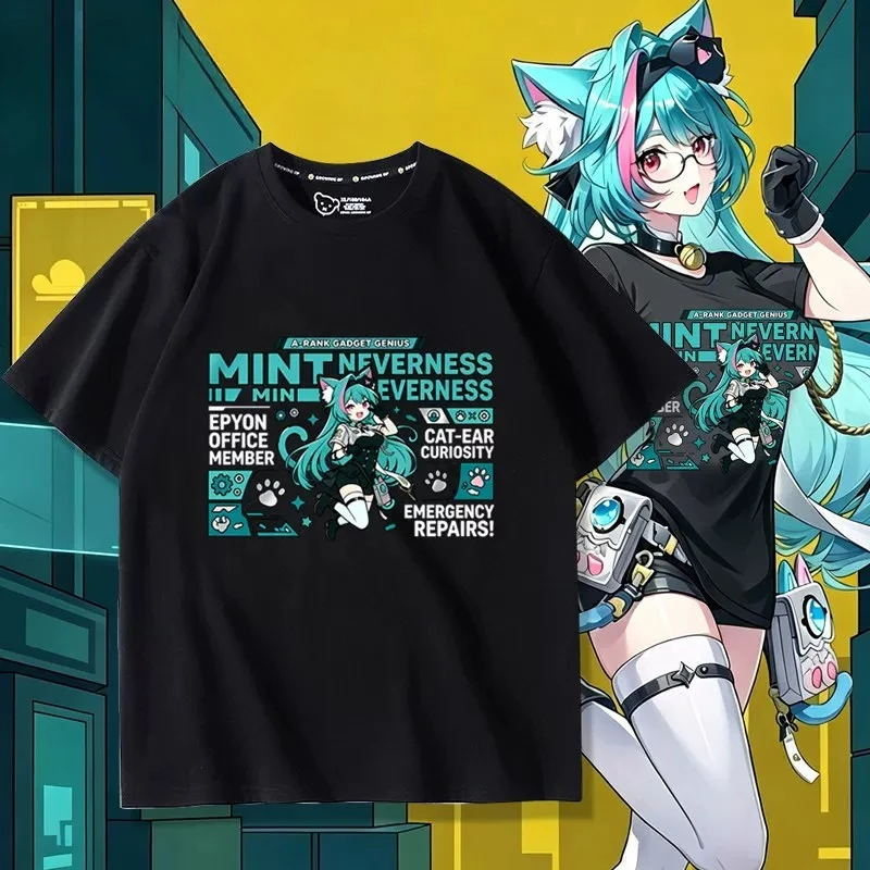 Anime Neverness To Everness Mint‌ Graphics T-shirts High Quality Summer Short-sleeved Loose Casual Cotton Hip-hop T-shirts