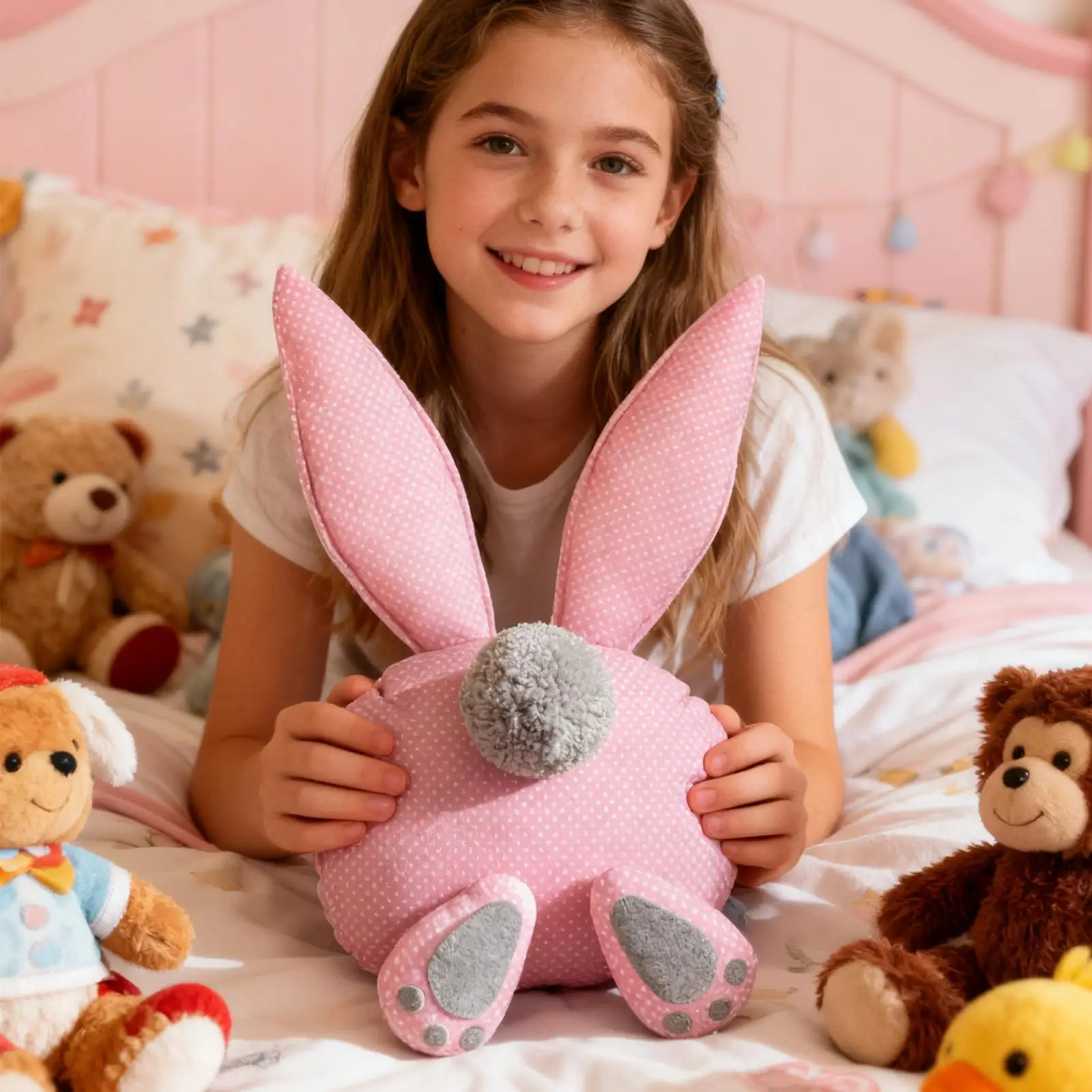 Coniglietto pasquale morbido 3D compatto bambola delicata coniglietto di peluche per amici di famiglia donne bambini ragazzo ragazza compleanno casa stanza interna