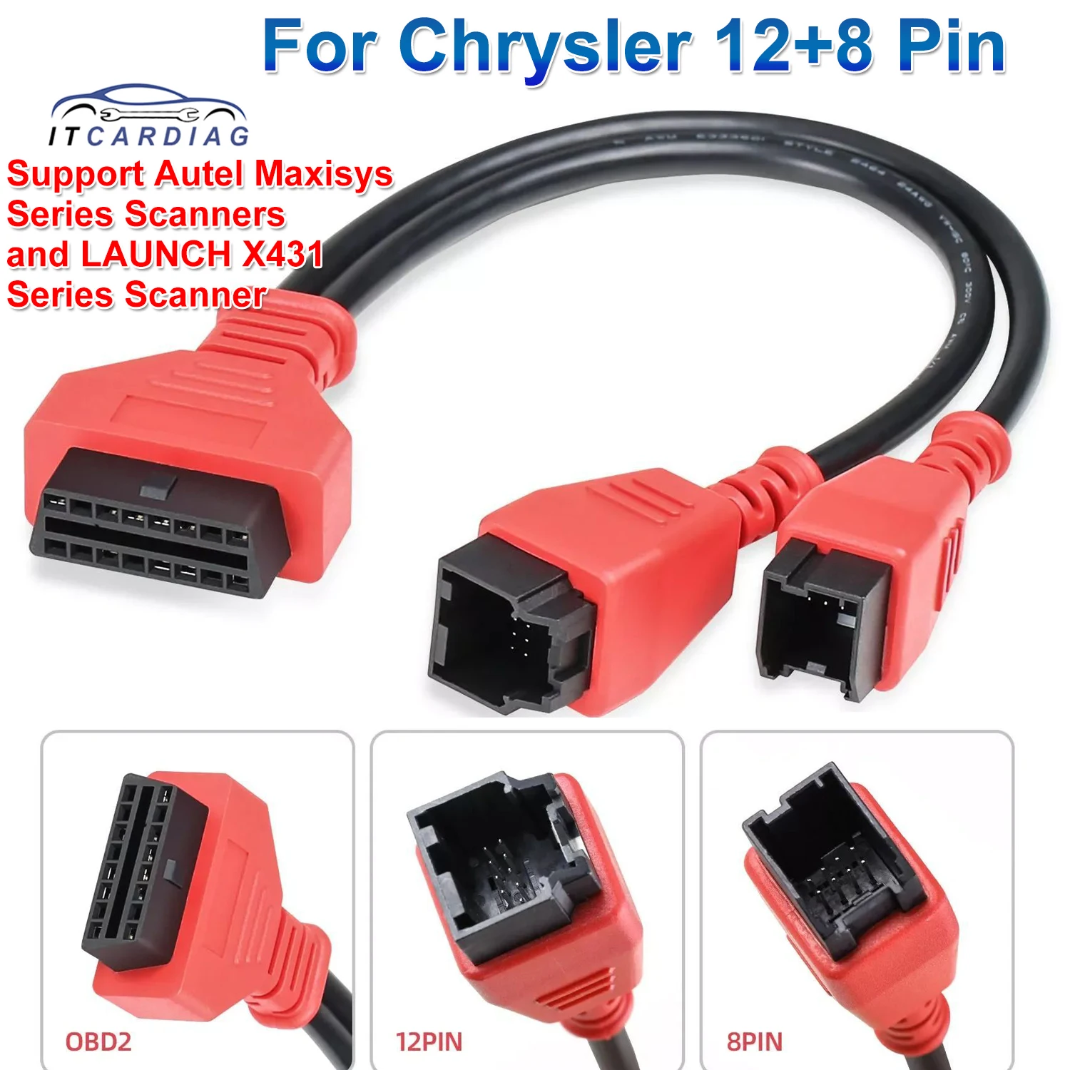 

For Chrysler programming cable 12+8 connector for Autel DS808 Maxisys 906 908 PRO ELITE chrysler 12+8 adapter for LAUNCH X431 V