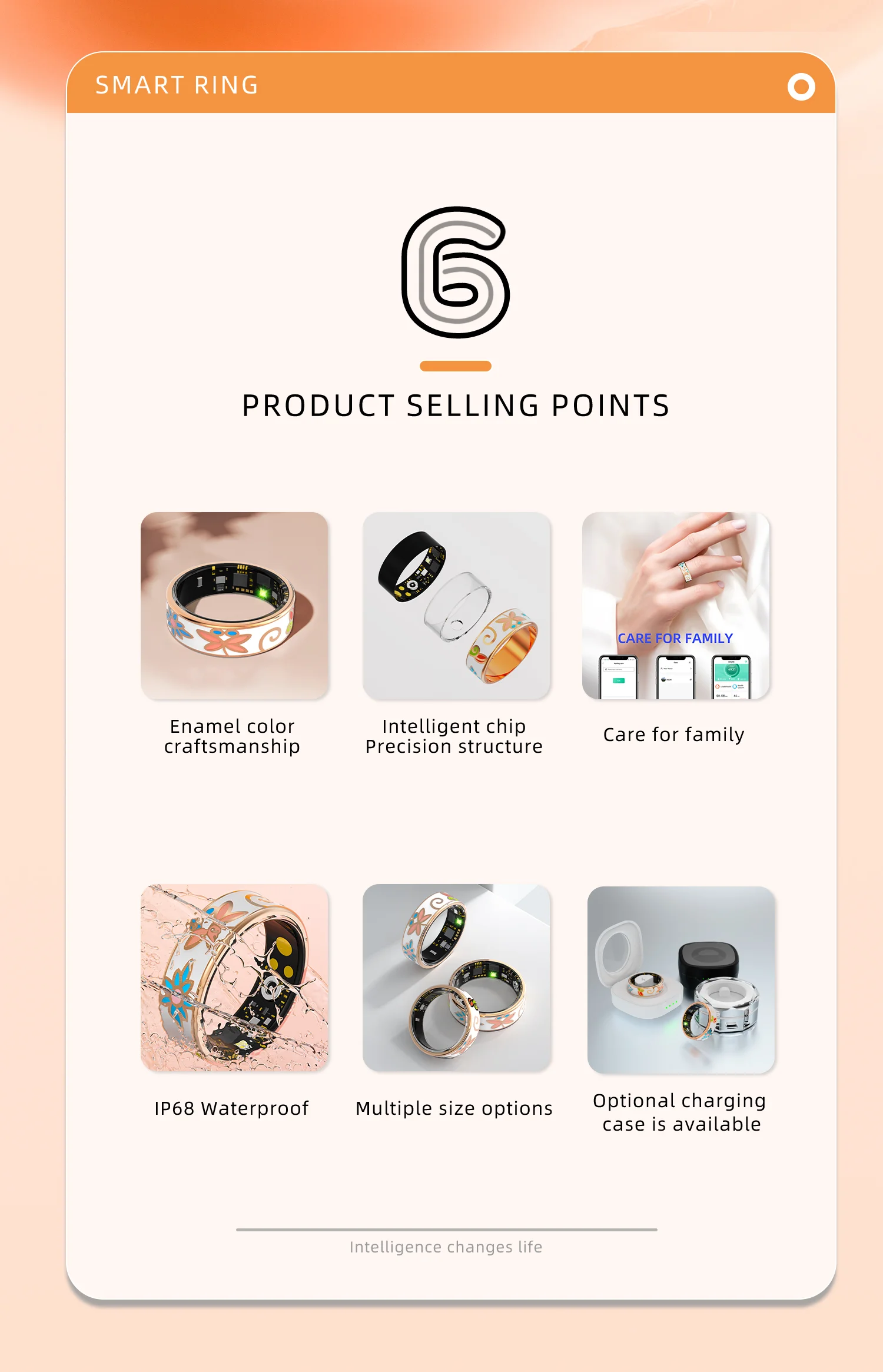 Domars Women Color Enamels Craftsmanship Smart Ring Sleep Monitoring Blood Oxygen Measurement Blood Pressure Multi-sports Modes