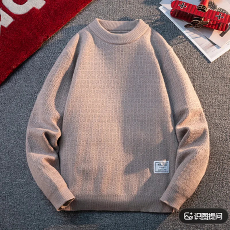 Men Solid color Casual Knit Pullovers 2026 Winter Fashion Sweater  Mens Thick Warm  Loose Knitted Sweaters round neck Streetwear