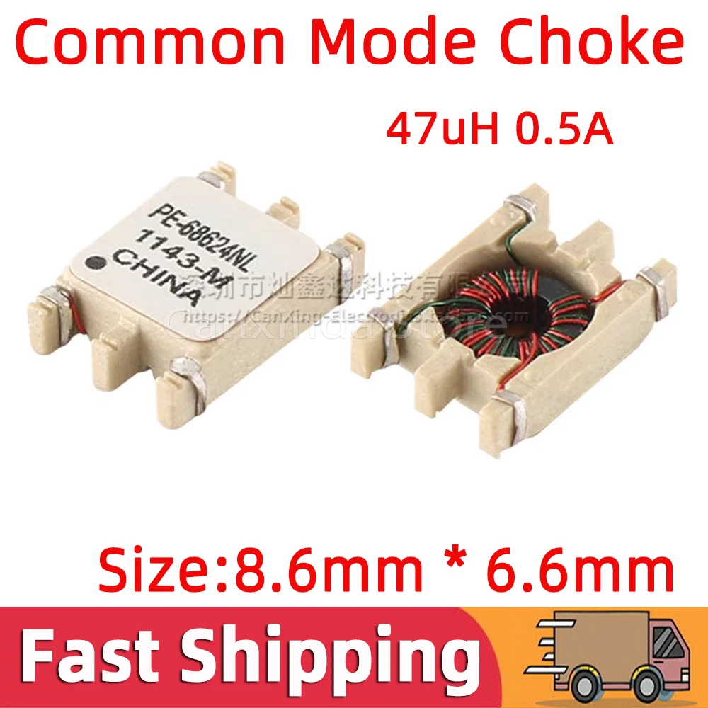 

5pcs SMT SMD Common Mode Choke Inductor Inductance 47uH 0.5A Signal Line Magnetic Ring Filter PE-68624NLT PE-68624NL PE-68624