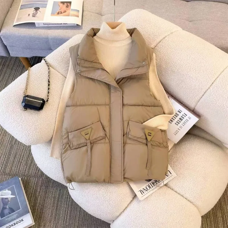 

Женская осенне-зимняя повседневная универсальная теплая новая простая куртка без рукавов