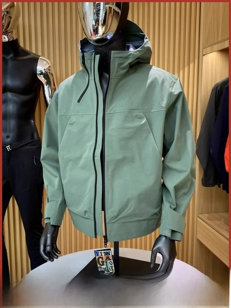 

Dingli Main Prtion! Functional Early Autumn Men's Stand Collar Fully Sed Hard ell Jaet Hooded Outerwear Trendy