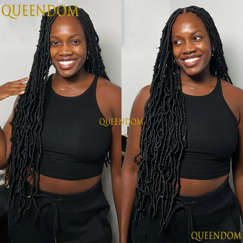 40 "طويلة الاصطناعية كامل الدانتيل فو Locs صندوق شعر مستعار الدانتيل الجبهة الباروكات للنساء Knotless صندوق الضفائر الباروكات