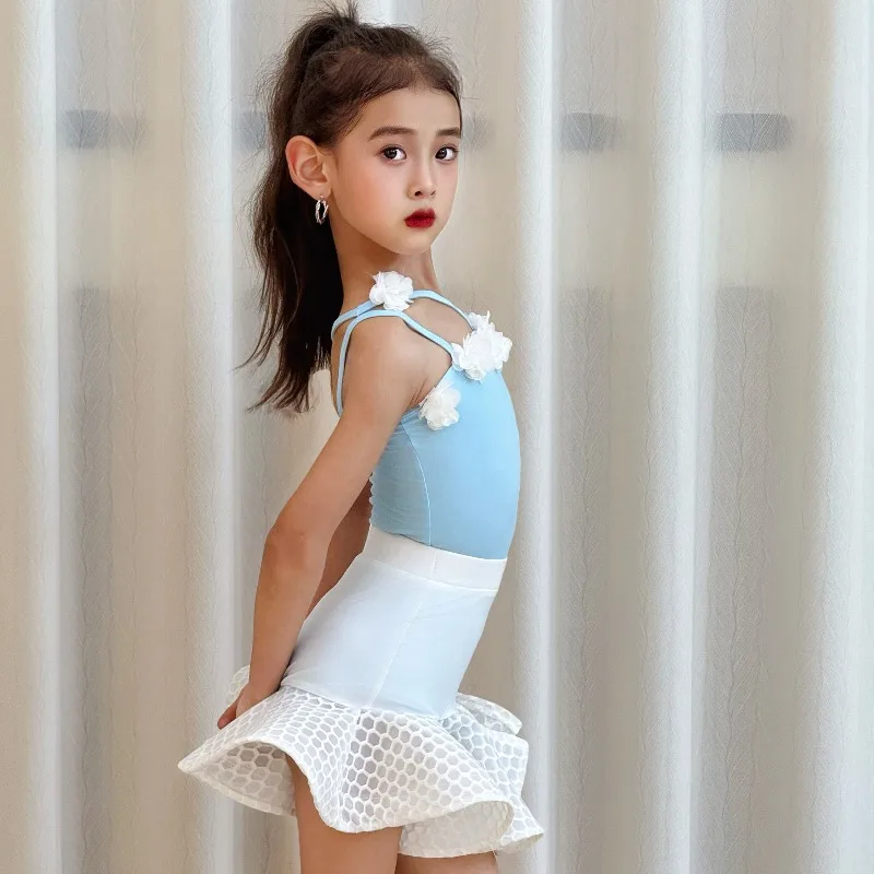 Girls Latin Dance Dress Summer Elegant Practice Costume Kids Ballroom Performance Wear Rumba Samba Professional Dance Outfit - view 3