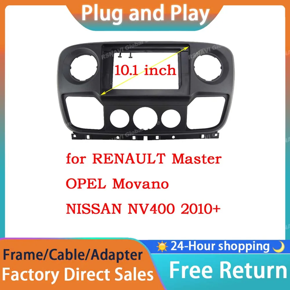 RSNAVI Car Radio Fascia Frame For Renault Master Nissan NV400 Opel Movano Vauxhall Movano 2010-2018 Stereo Panel Harness Canbus