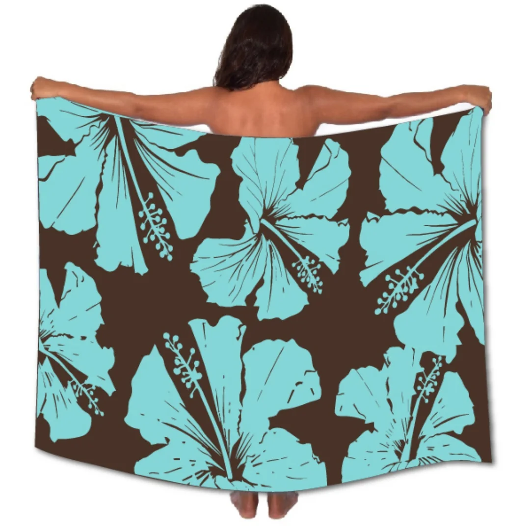 71X47″ Hawaiian Rayon Cotton Sarong Pareo Hibiscus Flower Print Lavava Beach Dress Bikini Cover-Up With Good Water Absorption