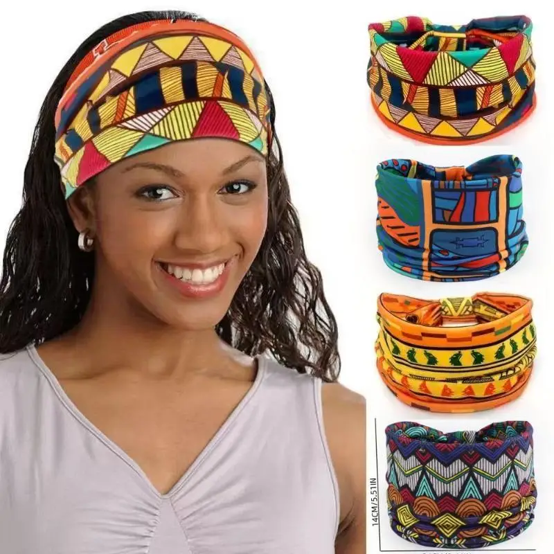 Afrikanisches Tribal-Print-Stirnband aus weichem Stoff, dehnbar, für Yoga, Workout, Laufen, Haarband für Frauen – Detail 1
