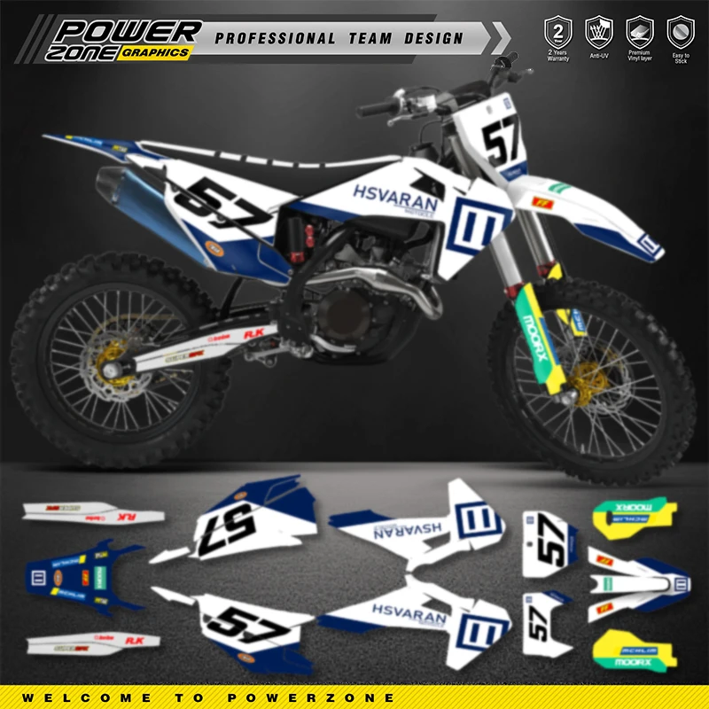 PowerZone Custom Team Motorcycle Graphics Decals Stickers Kit For Husqvarna Decal 19-22 TC FC TX FX FS 20-23 TE FE 125-450CC 77