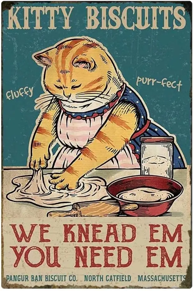 Kitty Biscuits Vintage Metal Tin Sign,Aluminum Sign Wall Art Decor Metal Sign Decoration Sign,