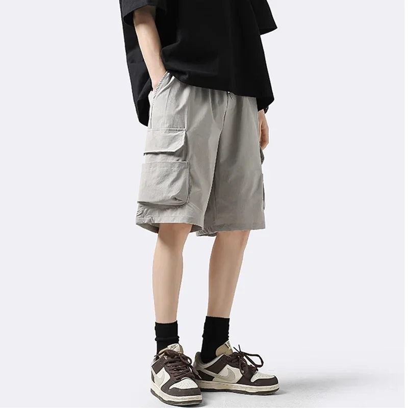 Summer thin and trendy cropped pants ultra-thin new solid color outdoor functional quick drying ice silk shorts for men