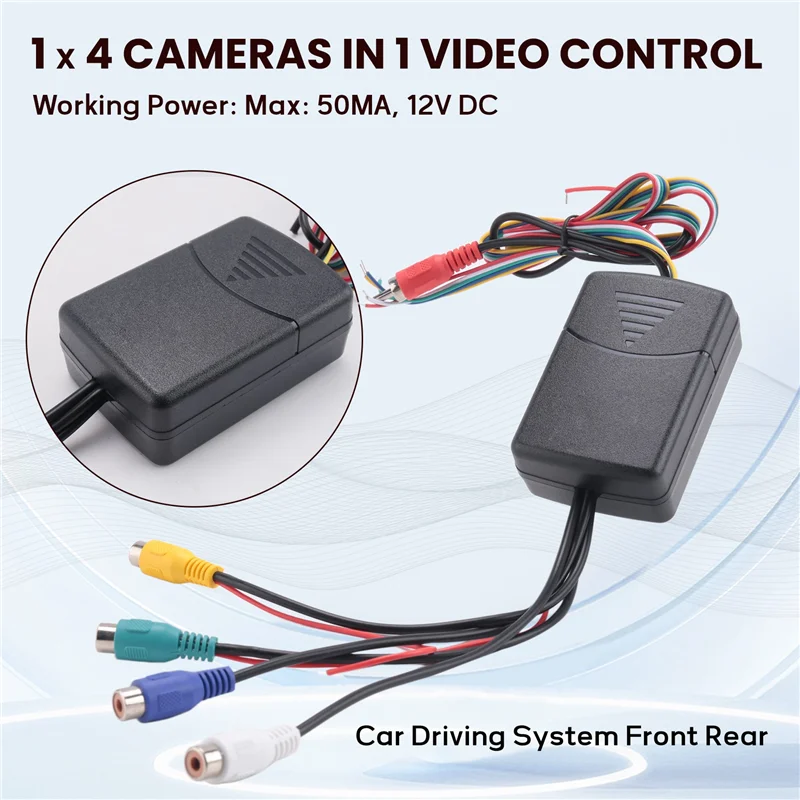AT05-4 Cameras In 1 Video Control Image Combiner Channel Converter Box Replacement For Car Driving System Front Rear Left Right