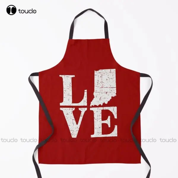 Love Indiana Distressed Vintage In Hoosier State Pride Apron Art Apron For Women Men Unisex Adult Household Cleaning Apron New