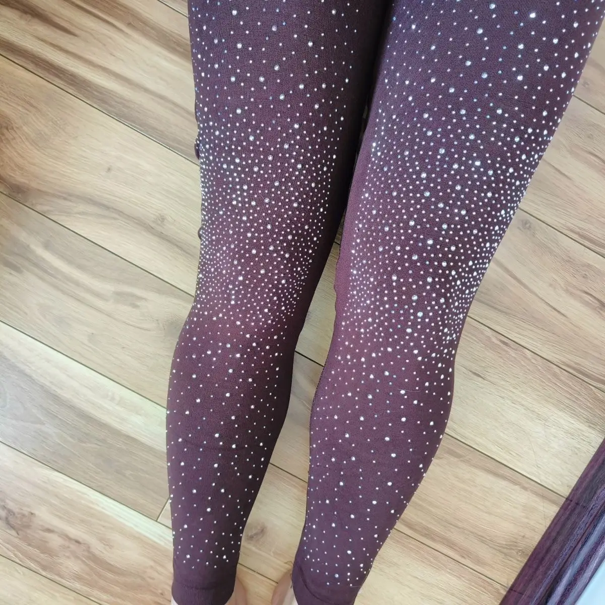 Leggings lavorati a maglia senza cuciture con paillettes autunno inverno pantaloni attillati Sexy elastici a vita alta