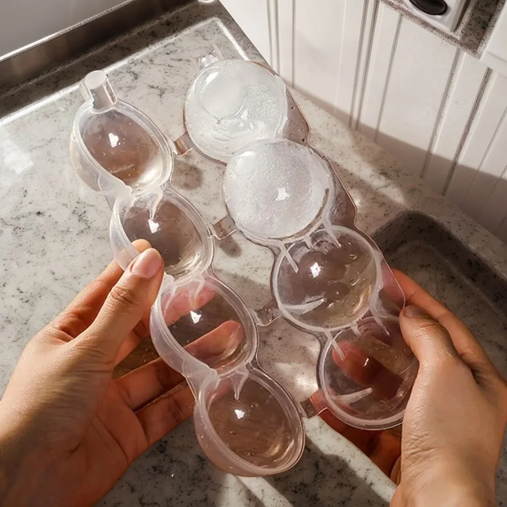 

​​1PC 4-Hole PP Transparent Ice Box - Ice Cream Maker Tool Cube Round Hockey Ball Mould Popsicle Articles​​