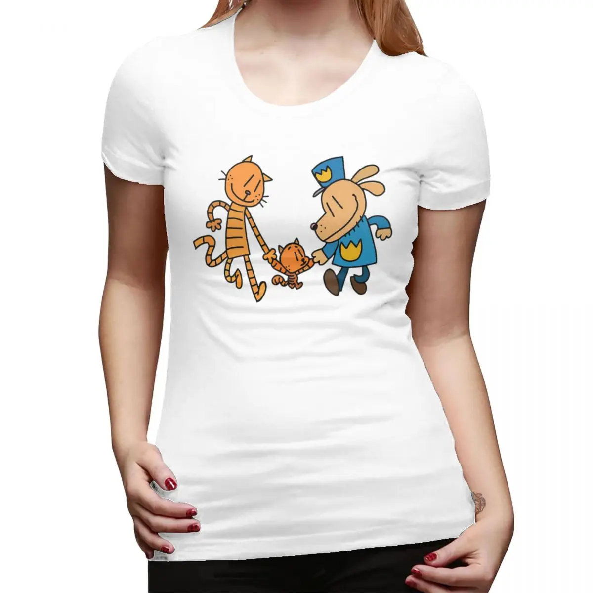 

Dog Man, Lil Petey, And Big Petey Fan Art T-Shirt for Women Crew Neck Streetwear T Shirts Women's Short Sleeve Clothes Tops