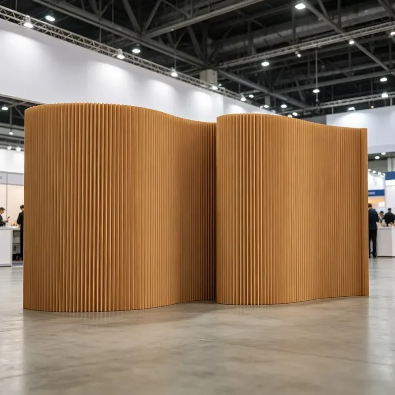 M988 Tall Brown Kraft Paper Folding Room Divider 5m Long Accordion Curved Partition Screen Multi Color Hotel Event Lobby