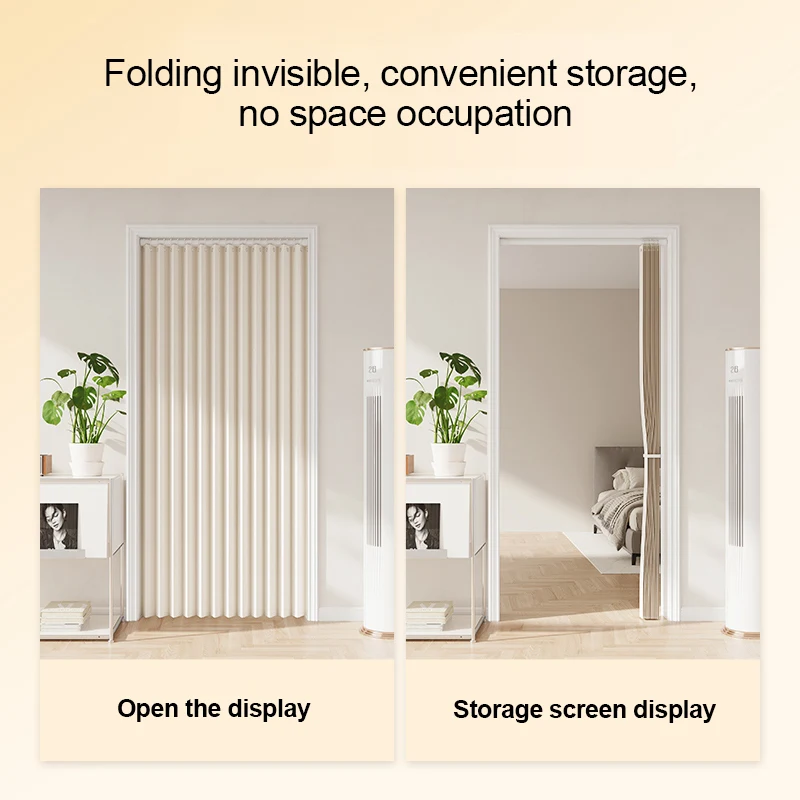 Foldable Door Curtain Soft Safety Pinch Proof Child Protection with Hooks for Kids Room Kindergarten Play Area Doorway Prevent P - view 4
