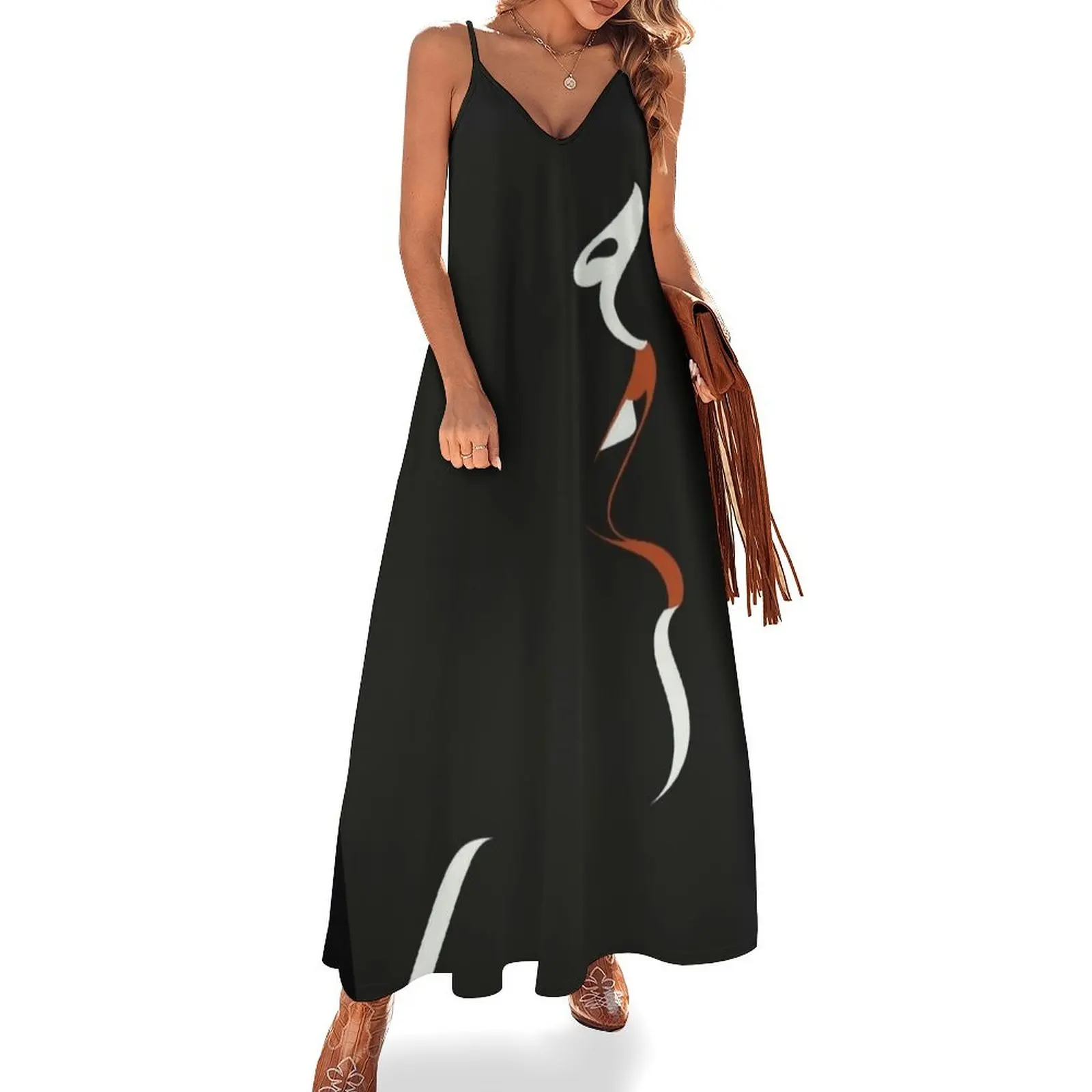 

Black, white and red portrait. Sleeveless Dress party dresses women womens clothing elegant chic women dresses promotion Dress