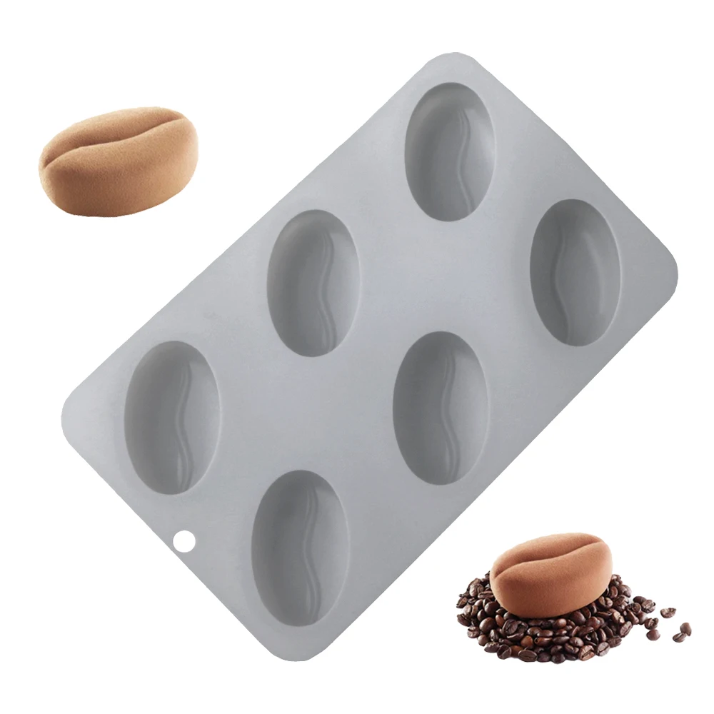Kaffeebohnen-Silikonform mit 6 Mulden, Mousseform, Kaffeebohnen-förmige Dessertform im französischen Stil, westliche Backform – Detail 4