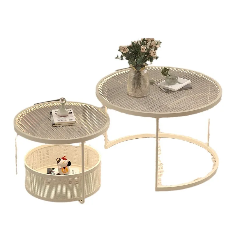 

@2024 wabi-sabi wind sofa living room home combination coffee table small apartment tempered glass round