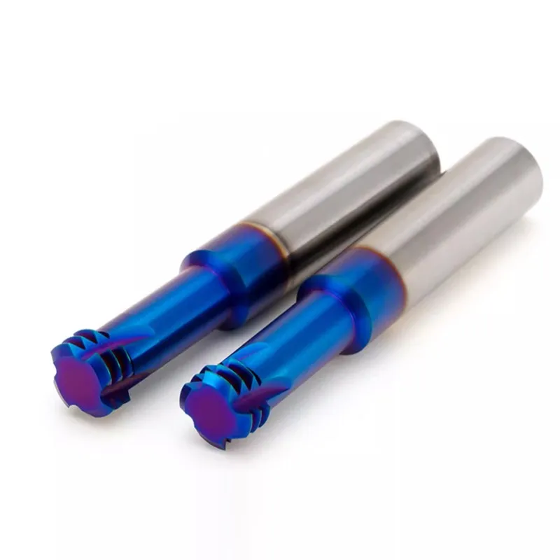 HRC68 romtic เครื่องกัดนาโน3ฟันสีน้ำเงินเครื่องกัดสำหรับงานกัดเหล็กทังสเตนคาร์ไบด์ CNC