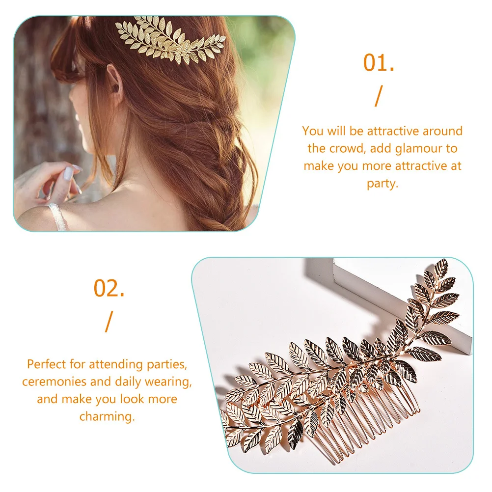 

Leaf Hair Comb Decorative Gold Accessories Elegant Bridal Wedding Headpiece Women Headdress Leaves Hair Comb Bridal Headpieces