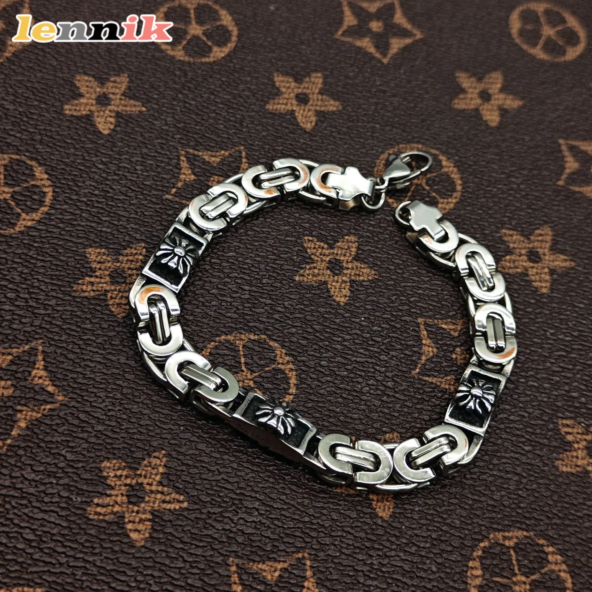LENNIK Edelstahlarmband für Herren, farbecht, minimalistisch und Retro, Hip-Hop-Vibe, vielseitiges trendiges Accessoire, stilvoller Schmuck