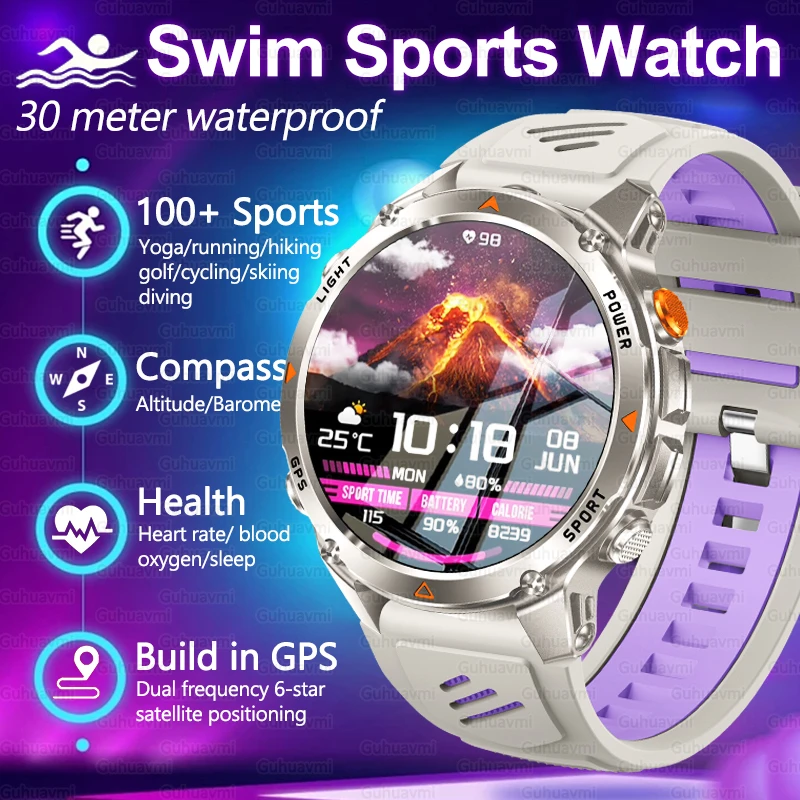 New Outdoors Military GPS Sports Smart Watch Women Dual-Band GNSS Compass Altimeter 3ATM Waterproof BluetoothCall Smartwatch Men
