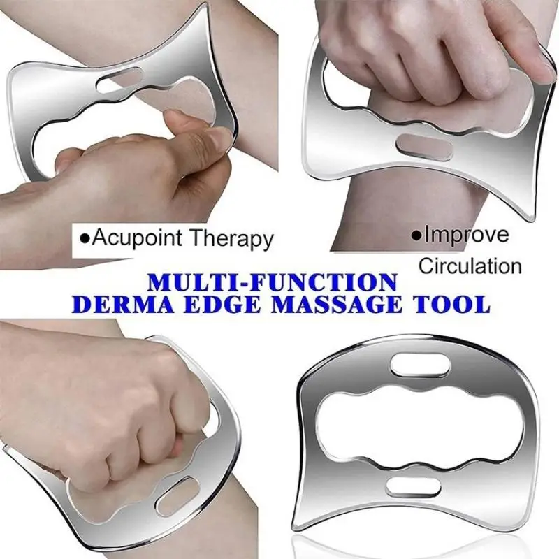 Stainless Steel Fascia Gua Sha Board,Facial Beauty Full Body Meridian Relaxation Tool,Portable Manual Massage Wellness Tool