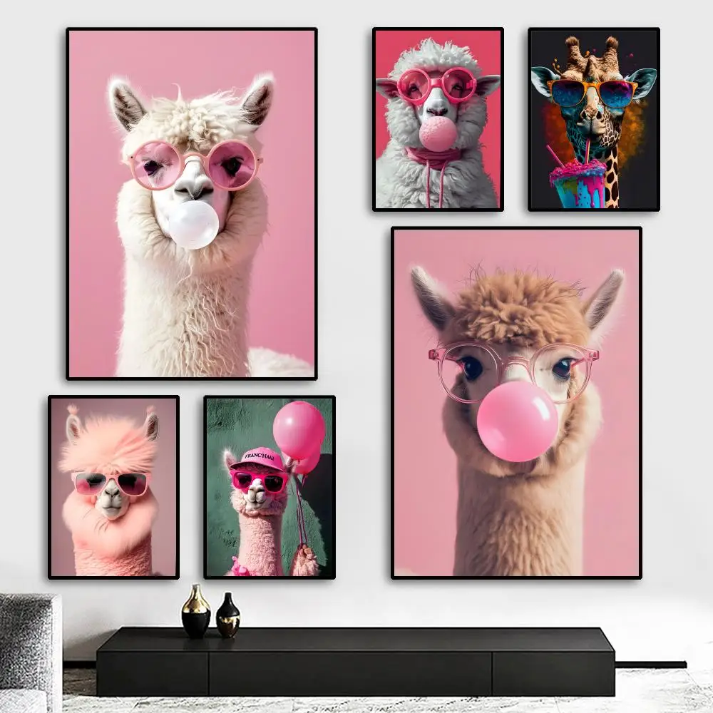 Home decor Lama Painting Calligraphy HD Canvas Poster living room bedroom bar aesthetic decoration