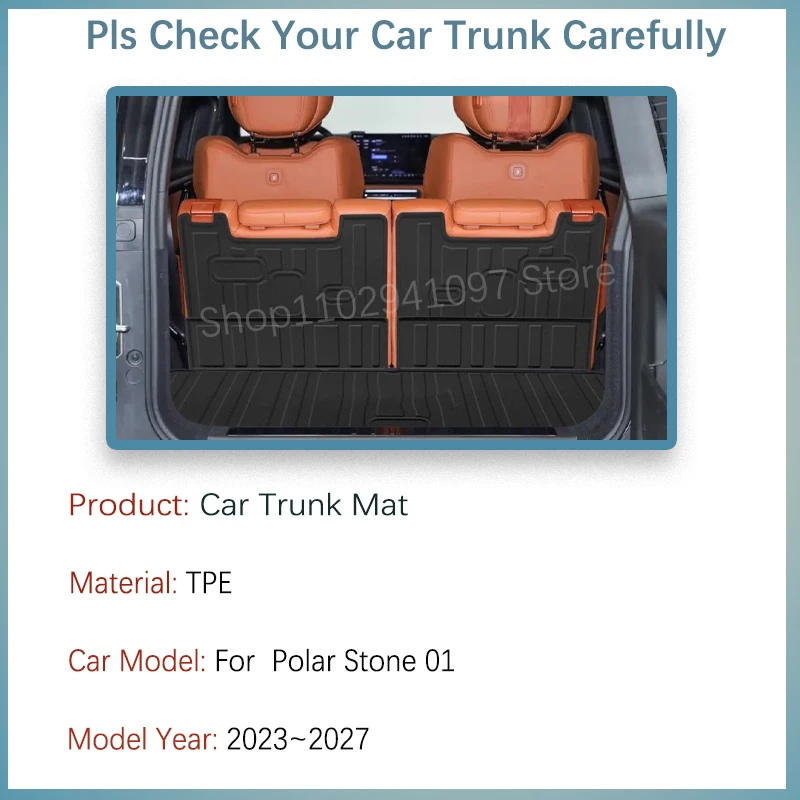 Car Rear Trunk Mats For Polarstone 01 Polar Stone 01 2023-2027 6seat Waterproof Carpets Storage Pad Cargo Liner Auto Accessories