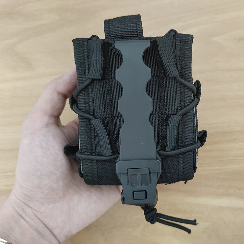 Tactical Open Top Handcuff Holder With Clip Strap Waist Belt Bag for Hinged Chain Folding Rigid Handcuff  With Clip Strap Gear