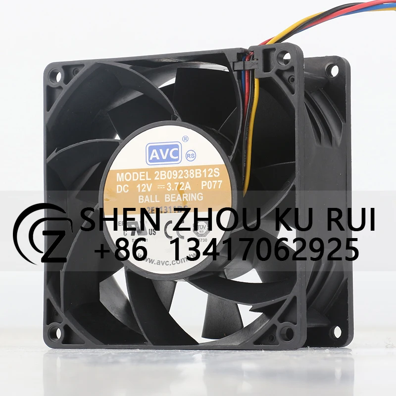 Original New Cooling Fan AVC 12V 3.72A AC EC 9038 9CM Four-wire High speed PWM server Violent 2B09238B12S