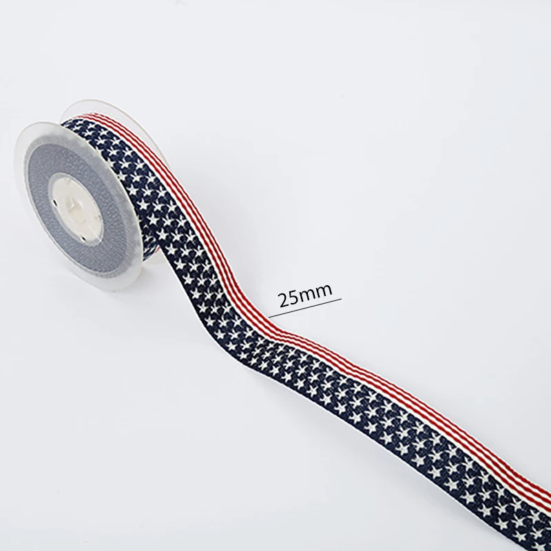 5yards/lot New Star Pattern Ribbon Thick Handmade DIY Costume American Flag Style Ribbon Material  R-079