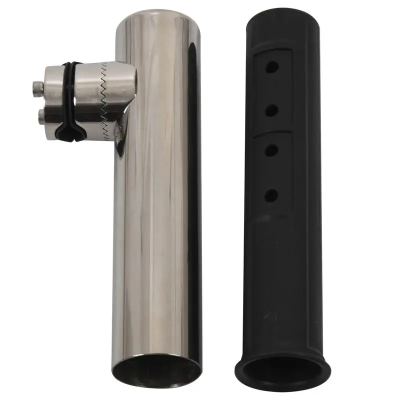A74K 6 Pack Boat Stainless Steel Clamp on Fishing Rod Holder Rails 7/8 to 1 Inch Tube Adjustable Silver