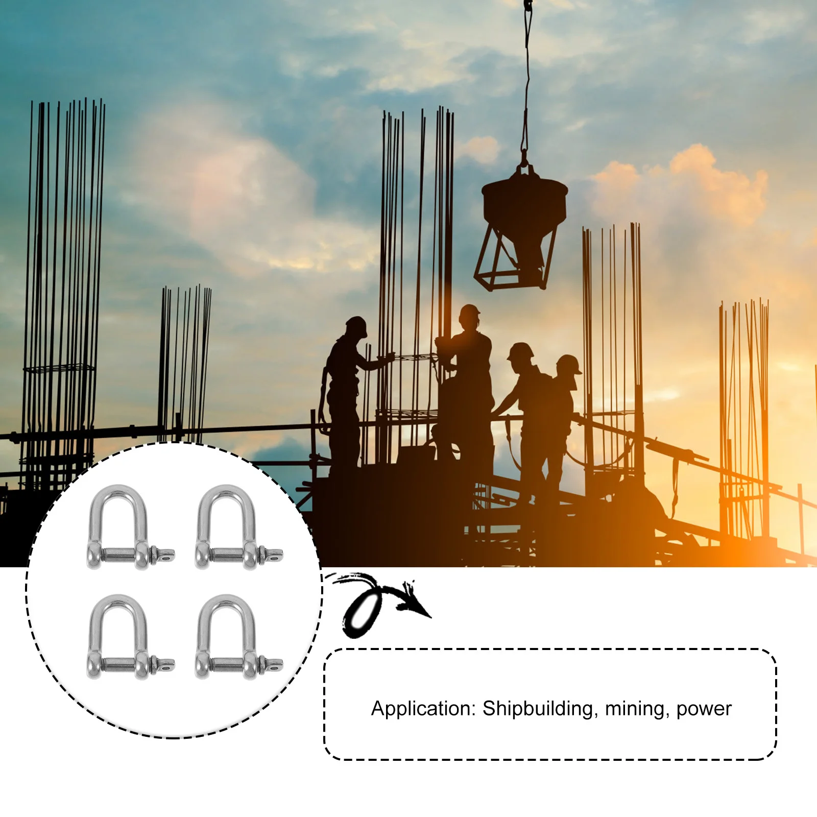 

4pcs Stainless Steel D-Ring Shackles Heavy Duty Off-Road Towing For Trucks Suvs Tree Stump Removal Tow Straps Recovery Tool