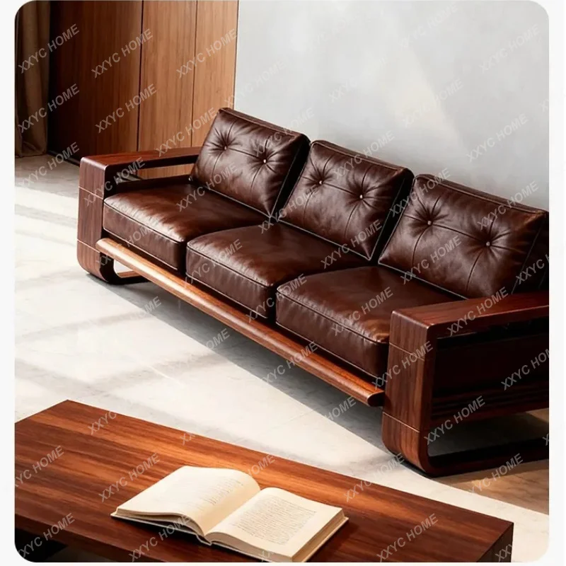 XX High-end minimalist furniture, solid wood straight-row sofa, large apartment sofa