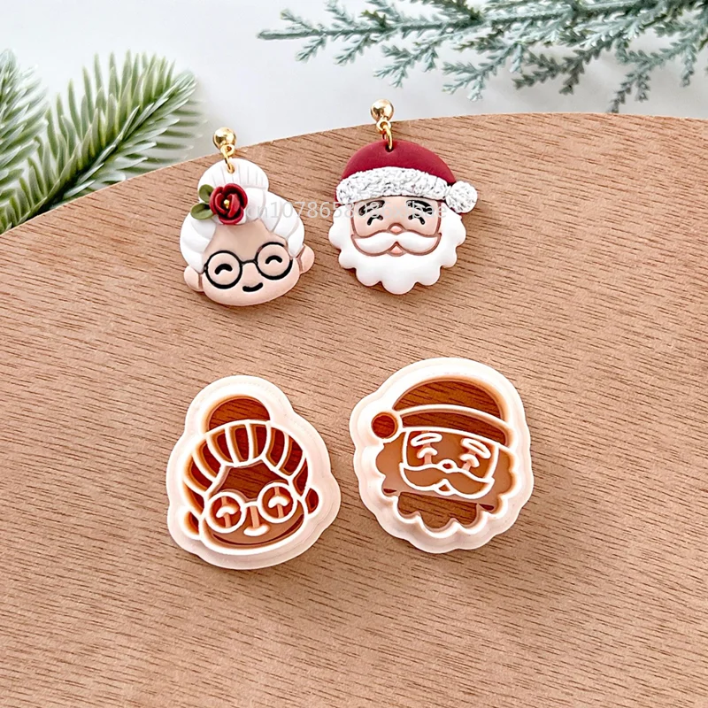 Christmas Reindeer Gingerbread Boy Girl Mr Mrs Santa Claus Polymer Clay Cutters Winter Earrings Pendant Pottery Clay Cutting Die