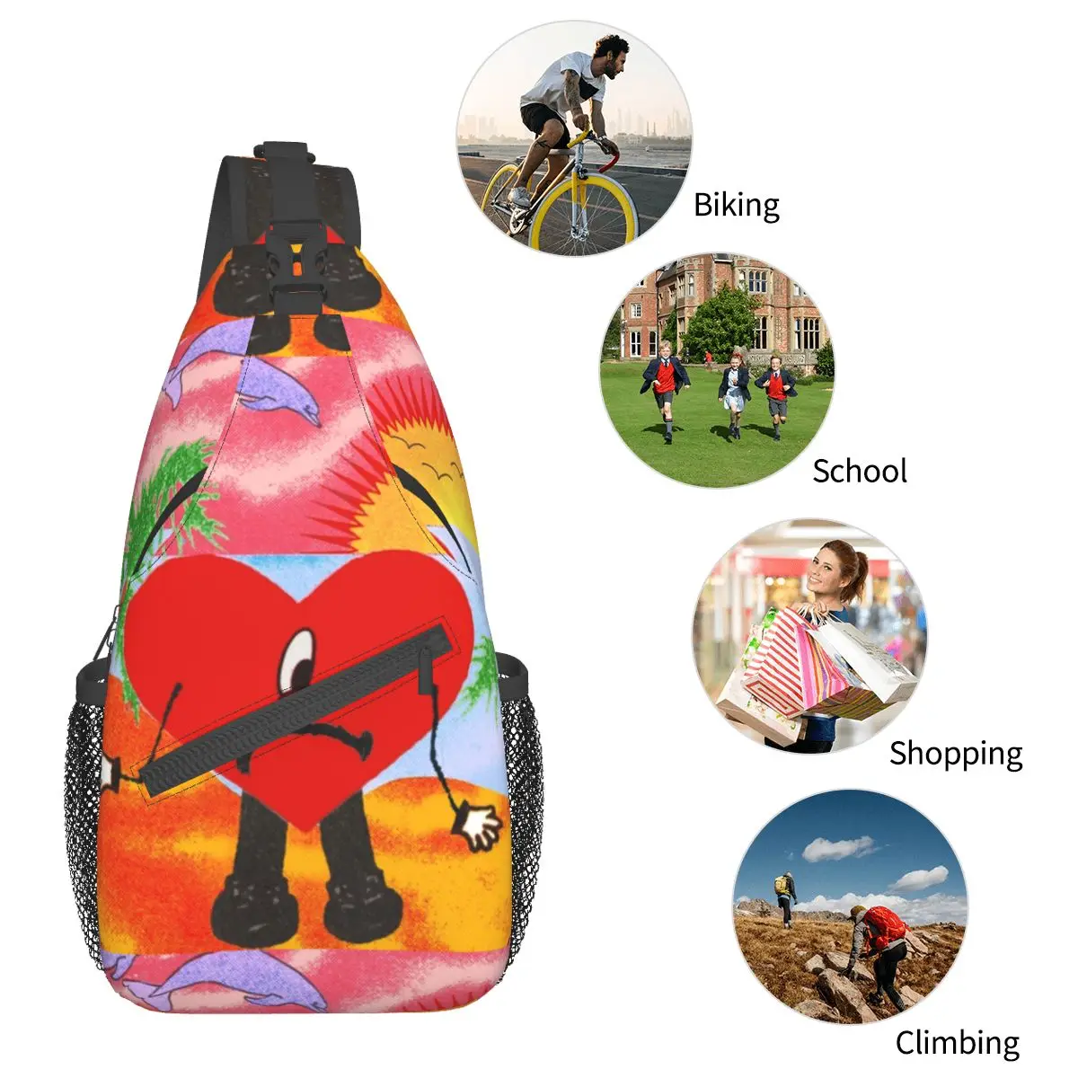 Bad Album Kleine Sling Bag Borst Crossbody Schouder Rugzak Outdoor Sport Dagrugzakken Bunny Cool Bookbag