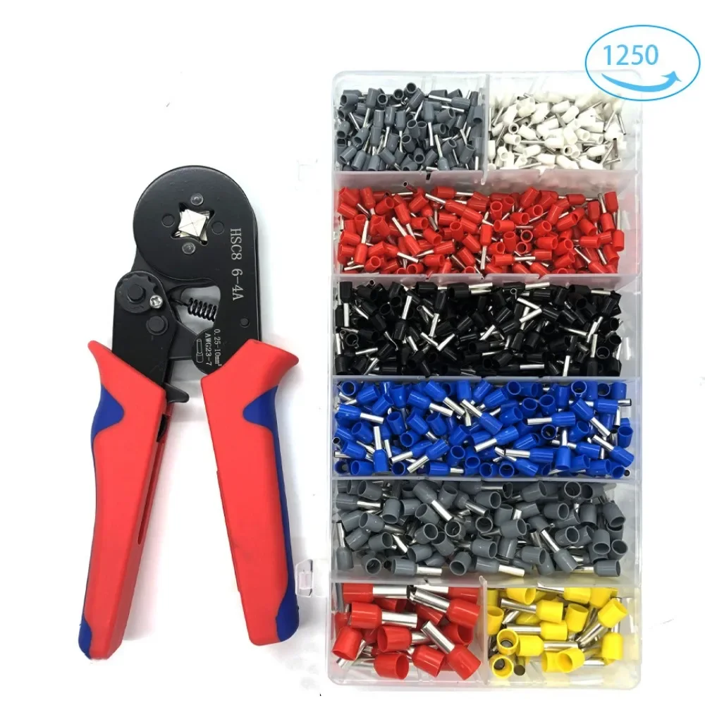 

HCS8 6-4A Crimping Pliers Ferrule Sleeves Tubular Terminal Tools With 1250pcs Terminal Household Electrical Crimper 2.5-6mm²