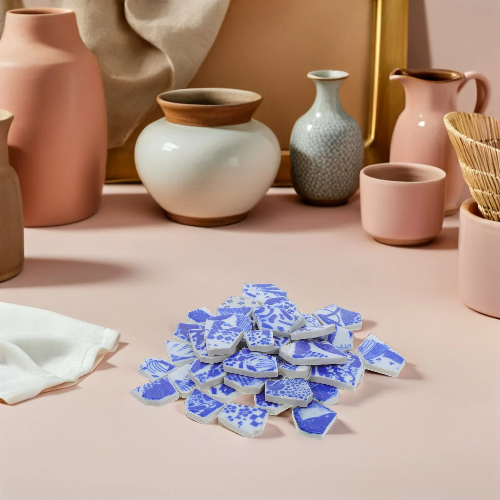 1 حزمة الأزرق الأبيض بلاط البورسلين رقائق غير النظامية قطع الفسيفساء السيراميك Diy بها بنفسك ديكور المنزل جدار باكسبلاش المطبخ الحمام #2