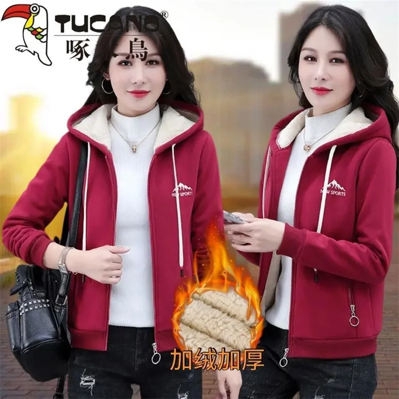 2024 Fashion Zipper Pocket Jacket Autumn Winter Women\'s Coat Casual Hooded Polar Fleece Warm Outwear Sportswear Coats K998