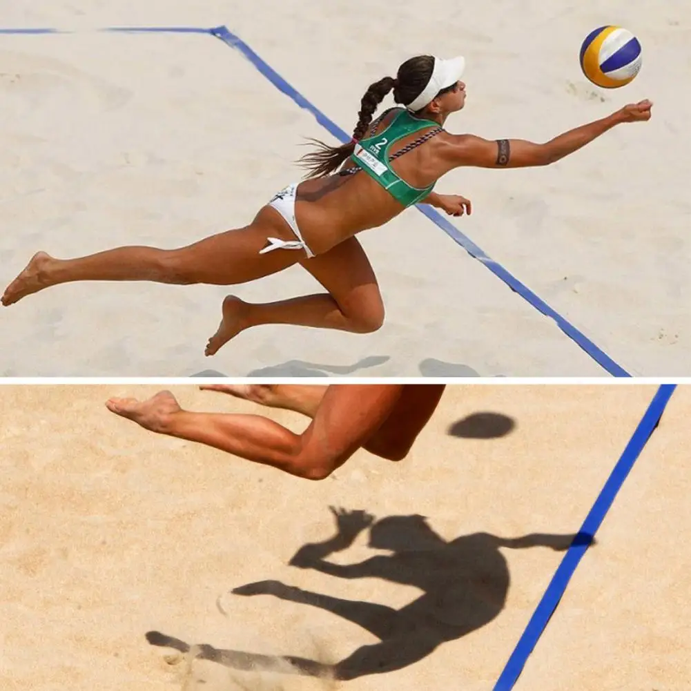26.3' x 52.6' Beach Volleyball Lines for Sand 2.5inch Wide Boundary Lines with Sand Bag for Outdoor Sand Backyard Grass